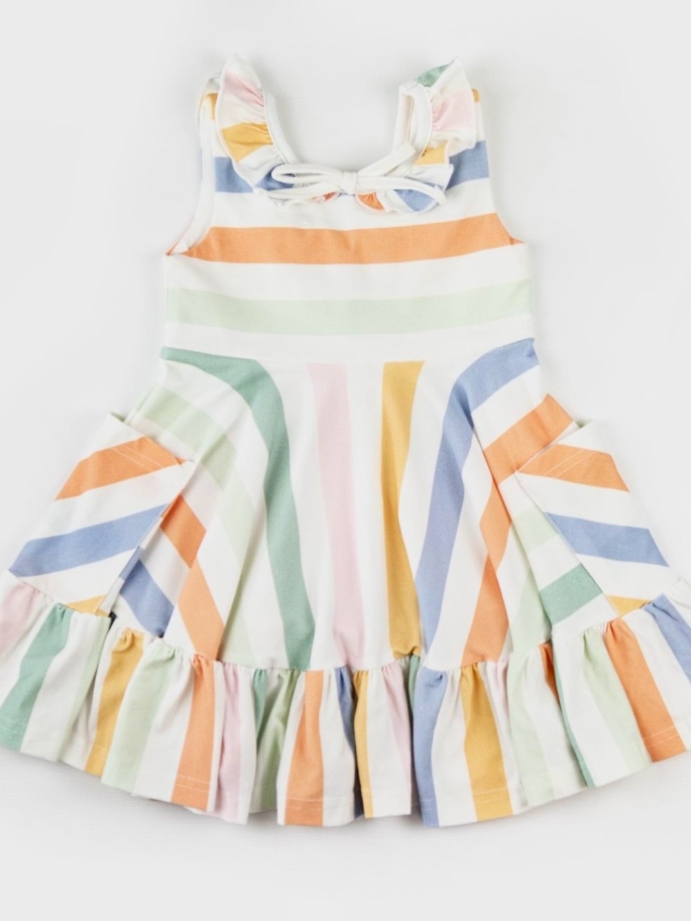 💕SweetHoney Pastel Rainbow Stripe Sundress with Pockets!